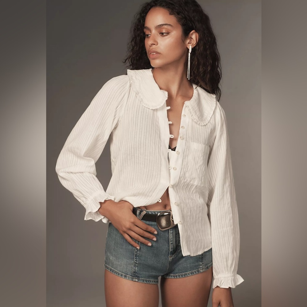 Anthropologie Keira Collared Button-Down Long Sleeve